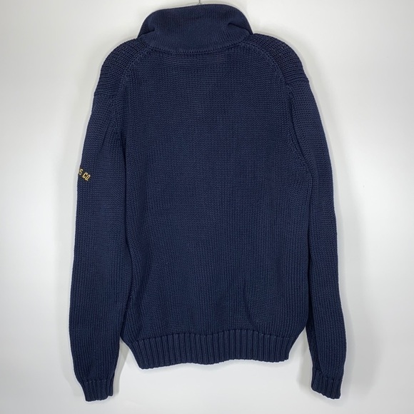 Vintage Polo Ralph Lauren Navy Blue Full Zip Big Initials Sweater Size Large - Picture 2 of 7